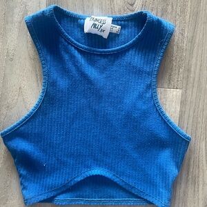 Princess Polly Blue Ribbed Crop Top